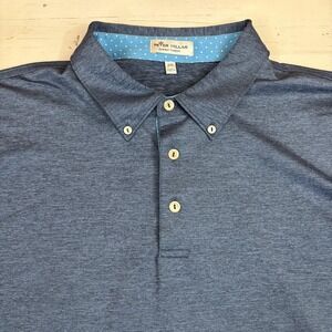 Peter Millar Summer Comfort Polo Shirt Mens 2XL Blue Smithfield Logo Stretch